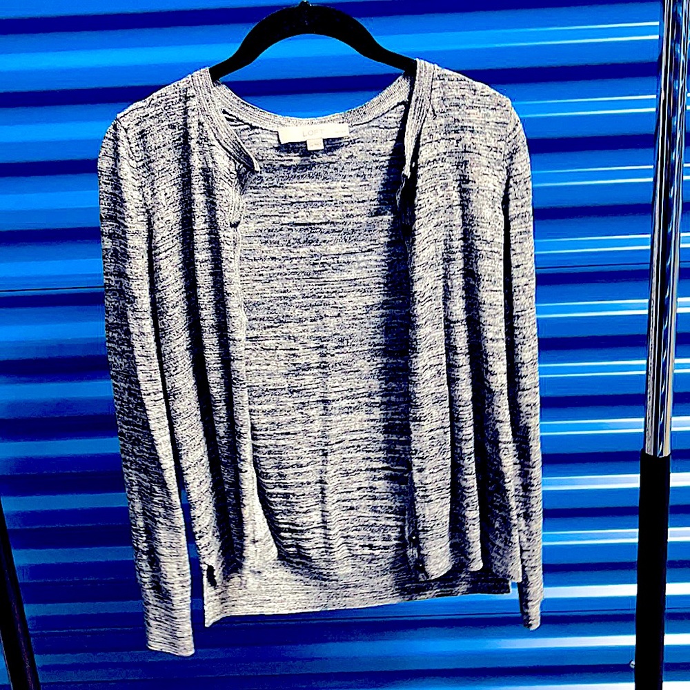 LOFT Black & Grey Long sleeve Button up Cardigan
